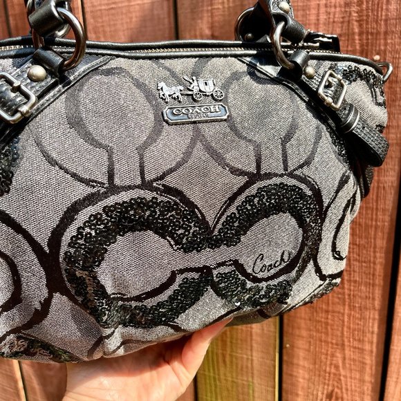 Coach Madison Metallic canvas Sequin Bag - Picture 12 of 15